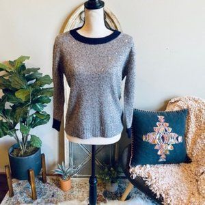 ⬇⬇ J.Crew Wool Sequined Sweater Gray Navy MEDIUM